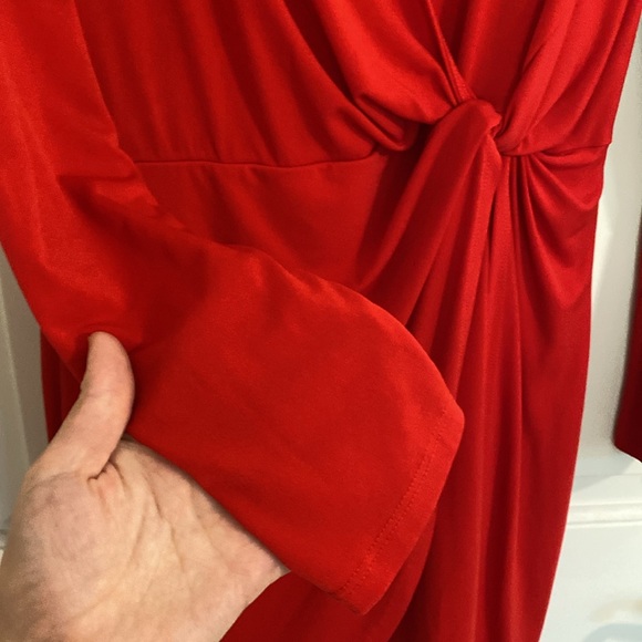 BCBGeneration Red Surplice Knot Dress | size medium - Picture 6 of 13